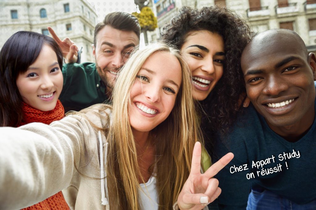 Multiracial group of young people taking selfie